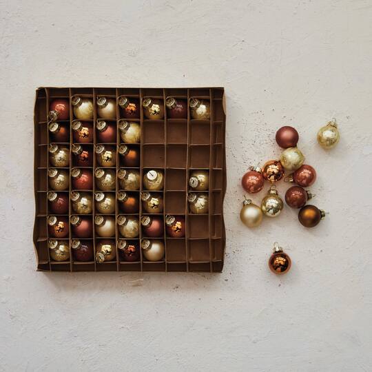 Hello Honey® 1" Brown & Gold Round Glass Ball Ornaments, 49ct.